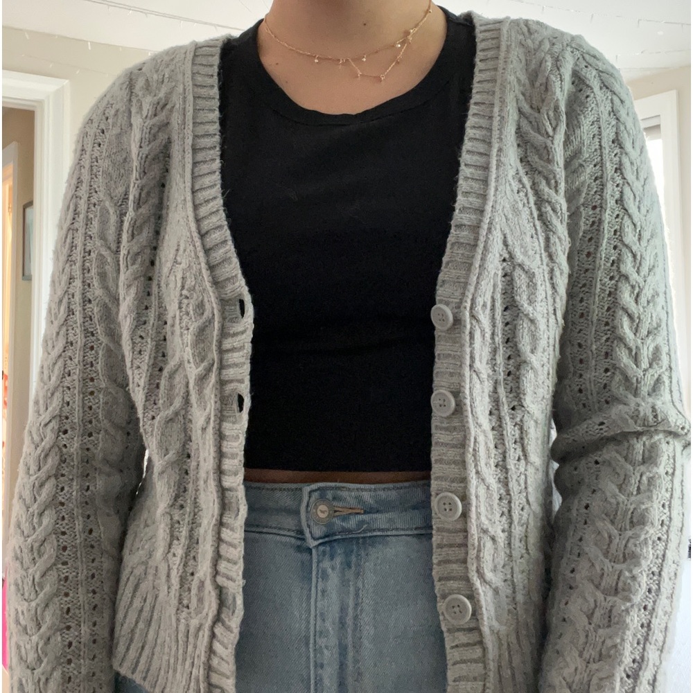 Grey Crop Sweater- Size M